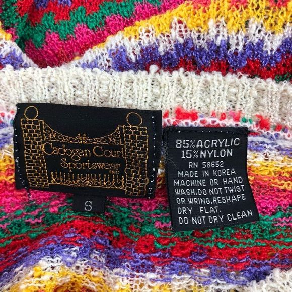 80’s Vintage Rainbow Stripe Knit Boatneck Long Sleeve Sweater size Small - Picture 6 of 8